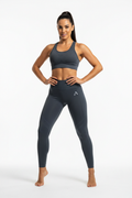 Front angle of woman wearing seamless technical leggings